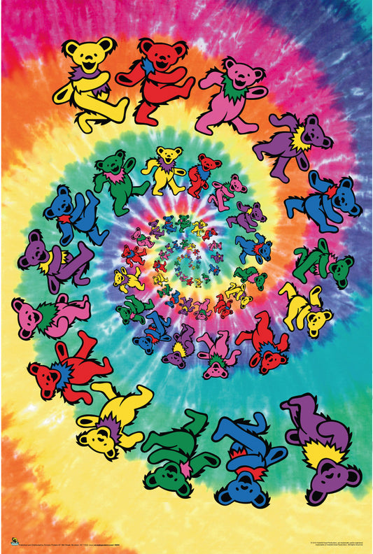 Grateful Dead Bear Tie-Dye Swirl Poster